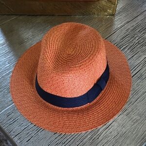 Orange Fedora Hat with Black Band